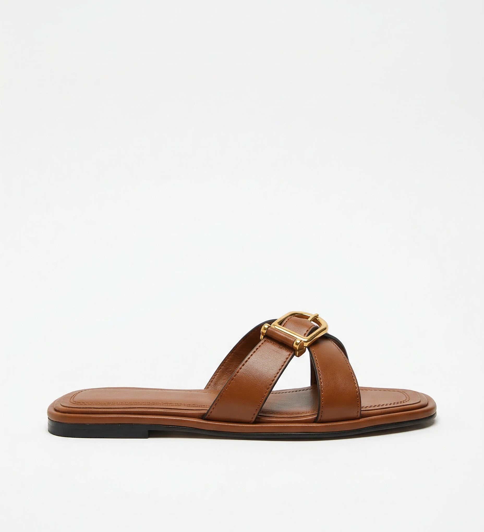 Calvi Italian Leather Cutout Slide Sandal