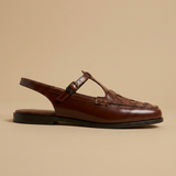 Sandalia Cuero Trenzado Slingback Artesanal Mujer