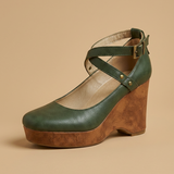 Zapatos Plataforma Mary Jane Tiras Cruzadas Cuña