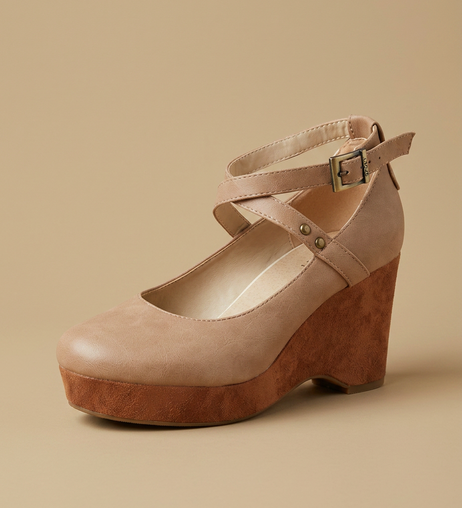 Zapatos Plataforma Mary Jane Tiras Cruzadas Cuña