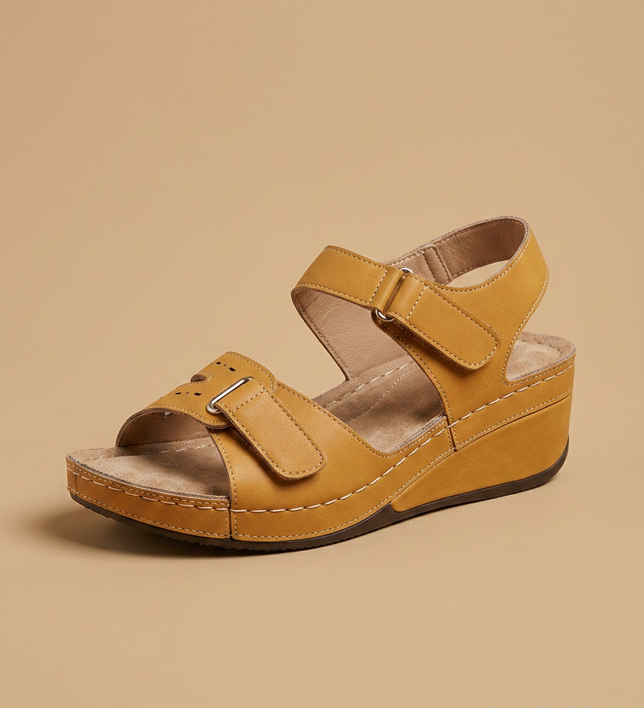 Sandalias Cuña Corcho Tiras Ajustables Velcro Confort