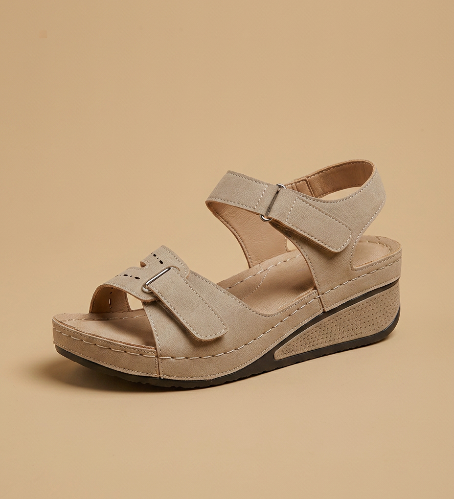 Sandalias Cuña Corcho Tiras Ajustables Velcro Confort