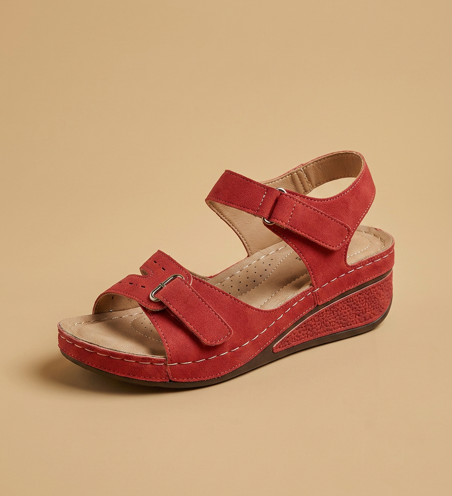 Sandalias Cuña Corcho Tiras Ajustables Velcro Confort