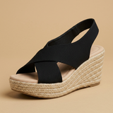 Sandalias Cuña Esparto Tiras Cruzadas Piel Slingback