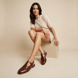 Sandalia Cuero Trenzado Slingback Artesanal Mujer