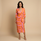 Vestido Largo Wrap Estampado Camisero Mujer