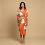 Vestido Largo Wrap Estampado Camisero Mujer