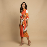 Vestido Largo Wrap Estampado Camisero Mujer