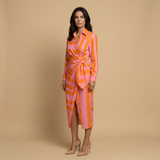 Vestido Largo Wrap Estampado Camisero Mujer