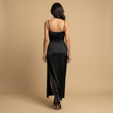 Vestido Largo Escote Cruzado Abertura Lateral Mujer