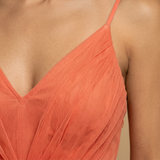 Vestido Largo Tul Escote V Tirantes Finos Mujer