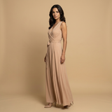 Vestido Largo Escote V Cruzado Vuelo Maxi Mujer