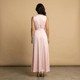 Vestido Largo Escote V Cruzado Vuelo Maxi Mujer