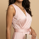 Vestido Largo Escote V Cruzado Vuelo Maxi Mujer
