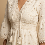 Vestido Corto Bordado Inglés Encaje Boho Mujer