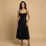 Vestido Midi Corset Floral Tirantes Abertura Lateral Mujer