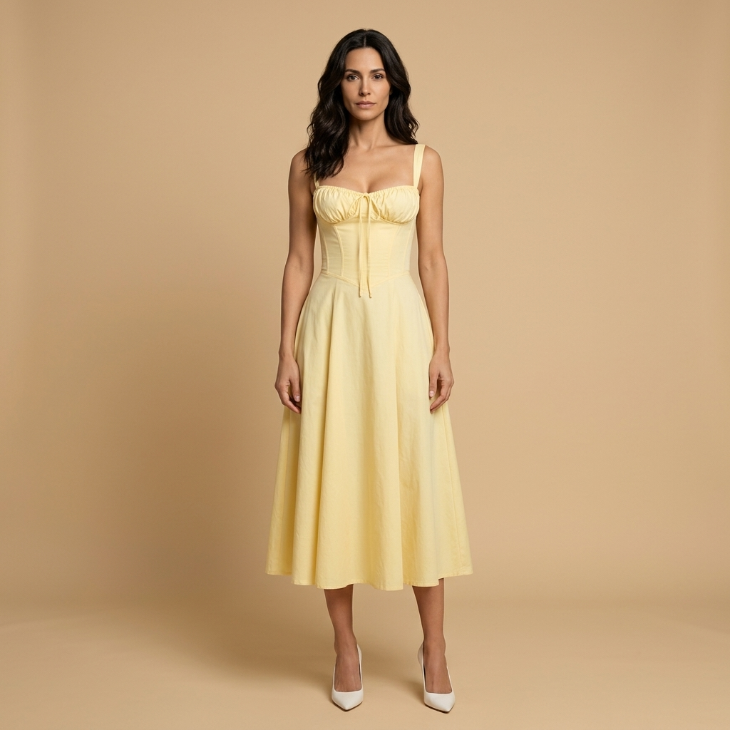Vestido Midi Corset Floral Tirantes Abertura Lateral Mujer
