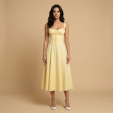 Vestido Midi Corset Floral Tirantes Abertura Lateral Mujer