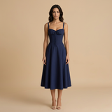 Vestido Midi Corset Floral Tirantes Abertura Lateral Mujer