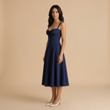 Vestido Midi Corset Floral Tirantes Abertura Lateral Mujer