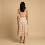 Vestido Midi Corset Floral Tirantes Abertura Lateral Mujer