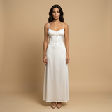 Vestido Largo Corset Satén Tirantes Finos Mujer