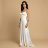 Vestido Largo Corset Satén Tirantes Finos Mujer