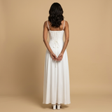 Vestido Largo Corset Satén Tirantes Finos Mujer