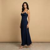 Vestido Largo Corset Satén Tirantes Finos Mujer