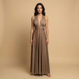 Vestido Largo Multiposición Escote V Profundo Cruzado Mujer