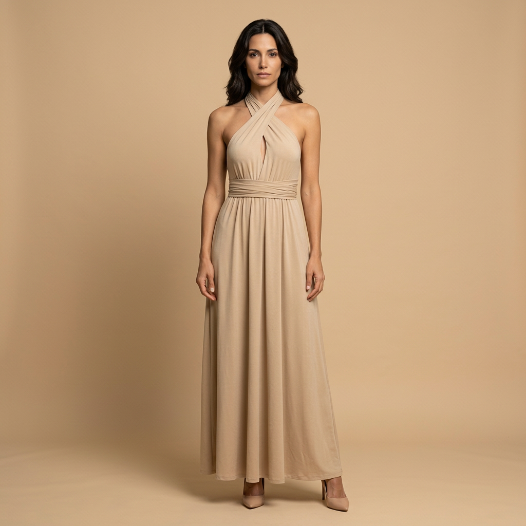 Vestido Largo Multiposición Escote V Profundo Cruzado Mujer
