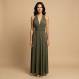 Vestido Largo Multiposición Escote V Profundo Cruzado Mujer