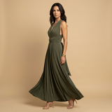 Vestido Largo Multiposición Escote V Profundo Cruzado Mujer