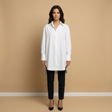 Camisa Oversize Algodón Cuello Camisero Mujer
