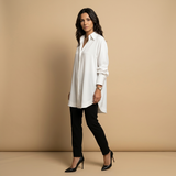 Camisa Oversize Algodón Cuello Camisero Mujer