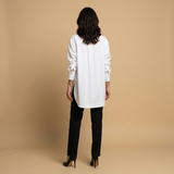 Camisa Oversize Algodón Cuello Camisero Mujer