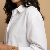 Camisa Oversize Algodón Cuello Camisero Mujer