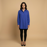 Camisa Oversize Algodón Cuello Camisero Mujer