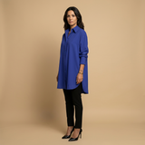 Camisa Oversize Algodón Cuello Camisero Mujer