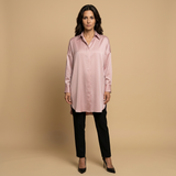 Camisa Oversize Algodón Cuello Camisero Mujer