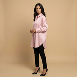 Camisa Oversize Algodón Cuello Camisero Mujer