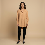 Camisa Oversize Algodón Cuello Camisero Mujer