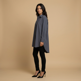 Camisa Oversize Algodón Cuello Camisero Mujer
