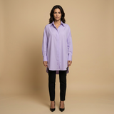 Camisa Oversize Algodón Cuello Camisero Mujer