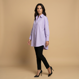 Camisa Oversize Algodón Cuello Camisero Mujer