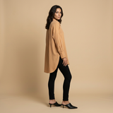 Camisa Oversize Algodón Cuello Camisero Mujer