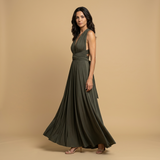 Vestido Largo Multiposición Escote V Profundo Cruzado Mujer