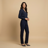 Blusa Crepé Escote V Pliegues Manga Larga Elegante Mujer