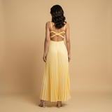 Vestido Midi Plisado Escote V Tirantes Finos Cintura Alta Mujer