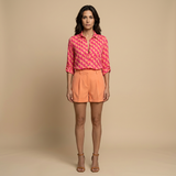 Blusa Camisera Estampado Geométrico Abstracto Manga Larga Mujer